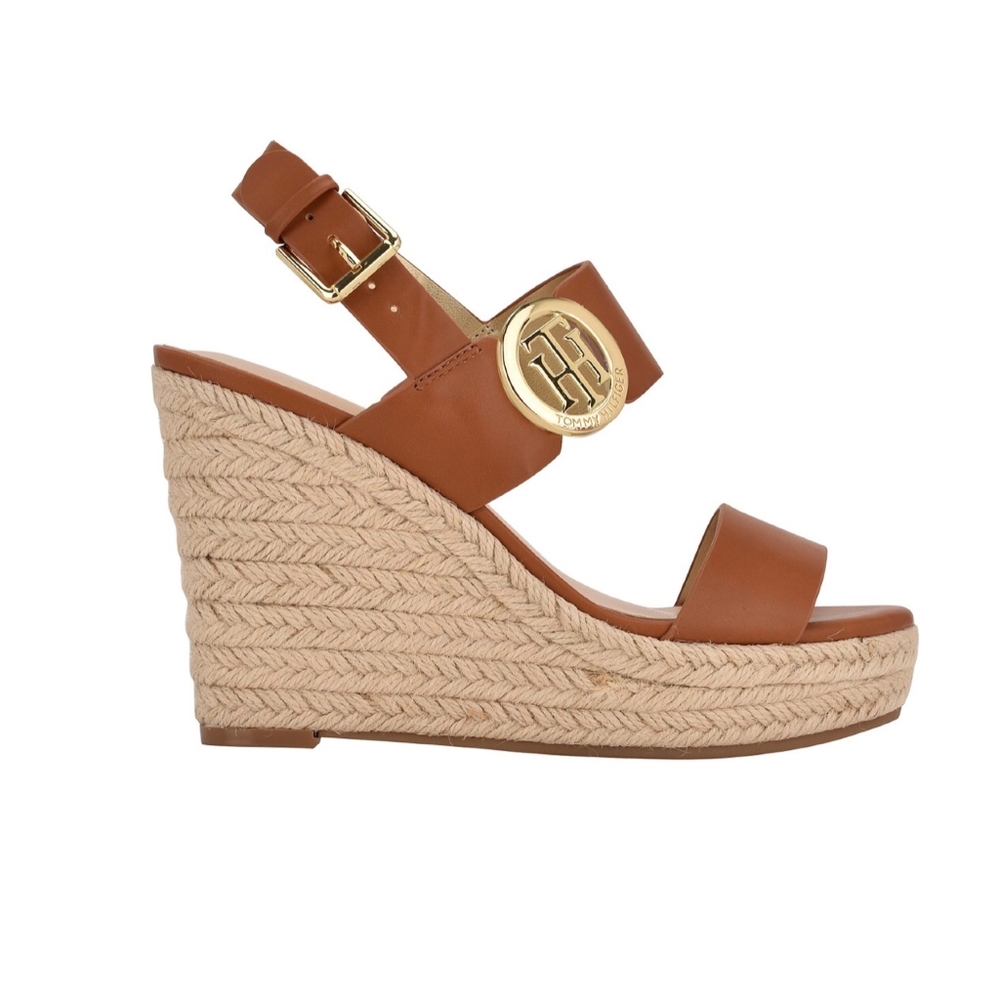 LAST ONE❗️TOMMY HILFIGER Kahdy Brown Espadrille Platform Sandals - Picture 5 of 9